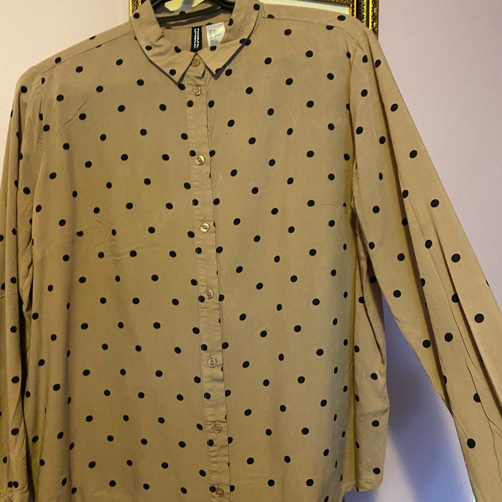 Polka dot tan blouse